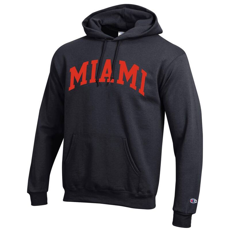 【送料無料】 チャンピオン メンズ Tシャツ トップス Men's Champion Black Miami Hurricanes Basic Arch Fleece Pullover Hoodie Mia Black