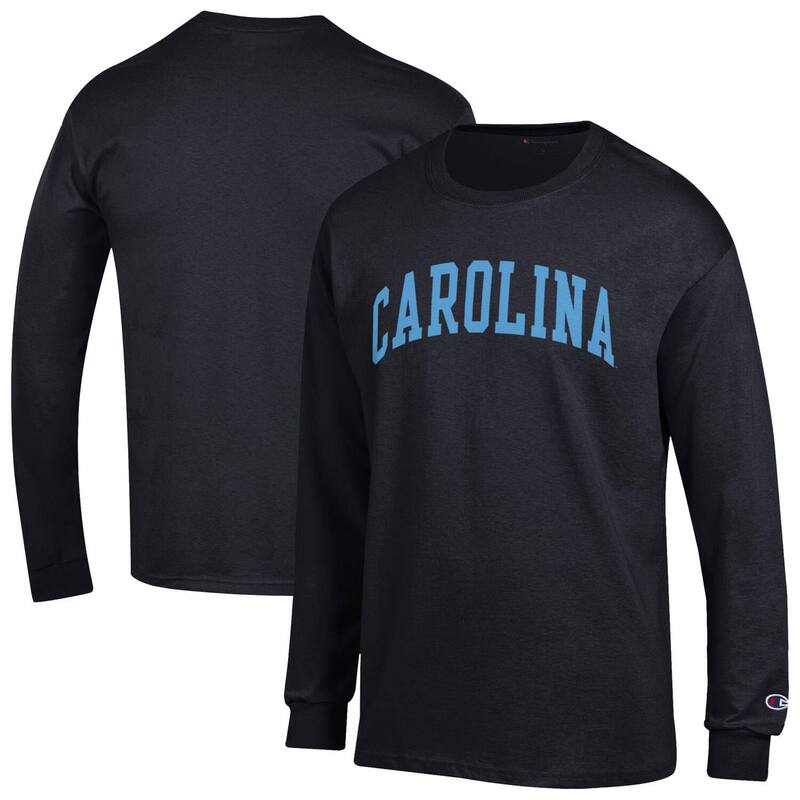 【送料無料】 チャンピオン メンズ Tシャツ トップス Men's Champion Black North Carolina Tar Heels Basic Arch Long Sleeve T-Shirt Unc Black