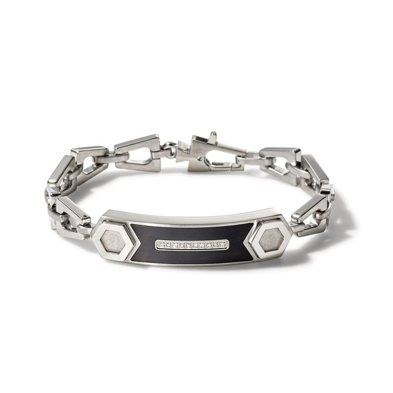 ブロバ メンズ アクセサリー ブレスレット・バングル・アンクレット Tシャツ Bulova Men's Precisionist Diamond ID Link Stainlessteel Bracelet Multi マルチカラー