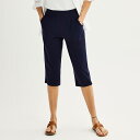 【送料無料】 クロフト&バロー レディース カジュアルパンツ ボトムス Petite Croft & Barrow Knit Capri Pants Navy
