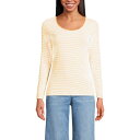 【送料無料】 ランズエンド レディース Tシャツ トップス Women's Lands' End Lightweight Scoopneck Long-Sleeve Tee Sweet Mango Stripe