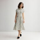 【送料無料】 ナインウェスト レディース ワンピース トップス Women's Nine West Cinched Waist Midi Shirt Dress White Marina Stripe