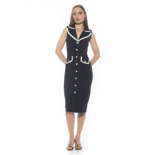 【送料無料】 アレクシアアドマー レディース ワンピース トップス Women's ALEXIA ADMOR Contrast Collar Button Down Midi Sheath Dress Navy 【送料無料】 アレクシアアドマー レディース ワンピース トップス Women's ALEXIA ADMOR Contrast Collar Button Down Midi Sheath Dress Navy