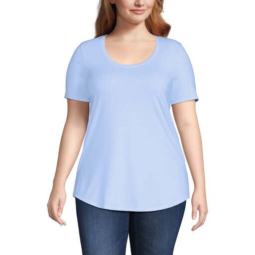 【送料無料】 ランズエンド レディース Tシャツ トップス Plus Size Lands' End Short Sleeve Scoop Neck Tunic T-Shirt Soft Sky Blue 【送料無料】 ランズエンド レディース Tシャツ トップス Plus Size Lands' End Short Sleeve Scoop Neck Tunic T-Shirt Soft Sky Blue