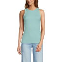 【送料無料】 ランズエンド レディース Tシャツ トップス Women's Lands' End Drapey Rib Fitted Tank Top Misty Aqua