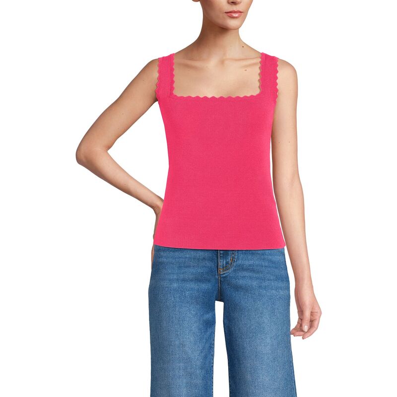 【送料無料】 ランズエンド レディース ニット・セーター アウター Women's Lands' End Square Neck Tank Sweater Berry Rouge