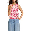 【送料無料】 ランズエンド レディース ニット・セーター アウター Women's Lands' End Fine Gauge Eyelash Printed Sleeveless Sweater Rose Berry Floral
