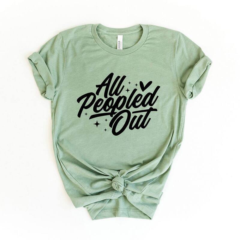 【送料無料】 Simply Sage Market レディース Tシャツ トップス All Peopled Out Cursive Short Sleeve Graphic Tee Sage