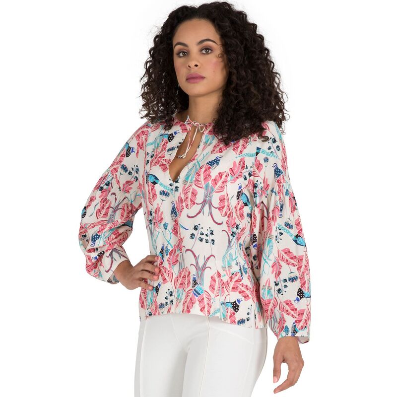 ̵ ݥƥå 㥹ƥ ǥ  ȥåץ Curvy Women's Puff Sleeve Tie-Neck...