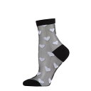 【送料無料】 メモイ レディース 靴下 アンダーウェア Women's Hearts Mono Fine Net Semi-sheer Anklet Sock Black White