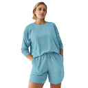 【送料無料】 Ellos レディース ハーフパンツ・ショーツ ボトムス ellos Plus Size Terry Cloth Short With Drawstring Waist Blue Sea