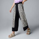 【送料無料】 ヴェラウォン レディース カジュアルパンツ ボトムス Women's Simply Vera Vera Wang Pull-On Pleated Capri Pants Black Stripe