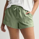 【送料無料】 エスオー レディース ハーフパンツ・ショーツ ボトムス Juniors' Plus Size SO Low Rise Pull On Linen Shorts Eren Jade
