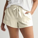 【送料無料】 エスオー レディース ハーフパンツ・ショーツ ボトムス Juniors' Plus Size SO Low Rise Pull On Linen Shorts White Oak