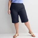 【送料無料】 クロフト&バロー レディース カジュアルパンツ ボトムス Plus Size Croft & Barrow Effortless Stretch Skimmer Shorts Navy