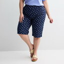 【送料無料】 クロフト&バロー レディース カジュアルパンツ ボトムス Plus Size Croft & Barrow Effortless Stretch Skimmer Shorts Navy Shells
