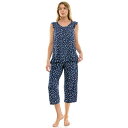 【送料無料】 クロフト&バロー レディース ナイトウェア アンダーウェア Women's Croft & Barrow 2-Piece Sleeveless Tank Pajama Top & Capri Pants Sleep Set Blown Away Felix Navy