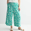 【送料無料】 ソノマ レディース カジュアルパンツ ボトムス Plus Size Sonoma Goods For Life Cropped Easy Pants Aqua Teal Palm