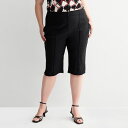 【送料無料】 ナインウェスト レディース カジュアルパンツ ボトムス Plus Size Nine West Slide Slit Capri Pants Mineral Black
