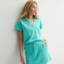 【送料無料】 ソノマ レディース Tシャツ トップス Women's Sonoma Goods For Life Boxy Court Sport Polo Shirt Aqua Oasis
