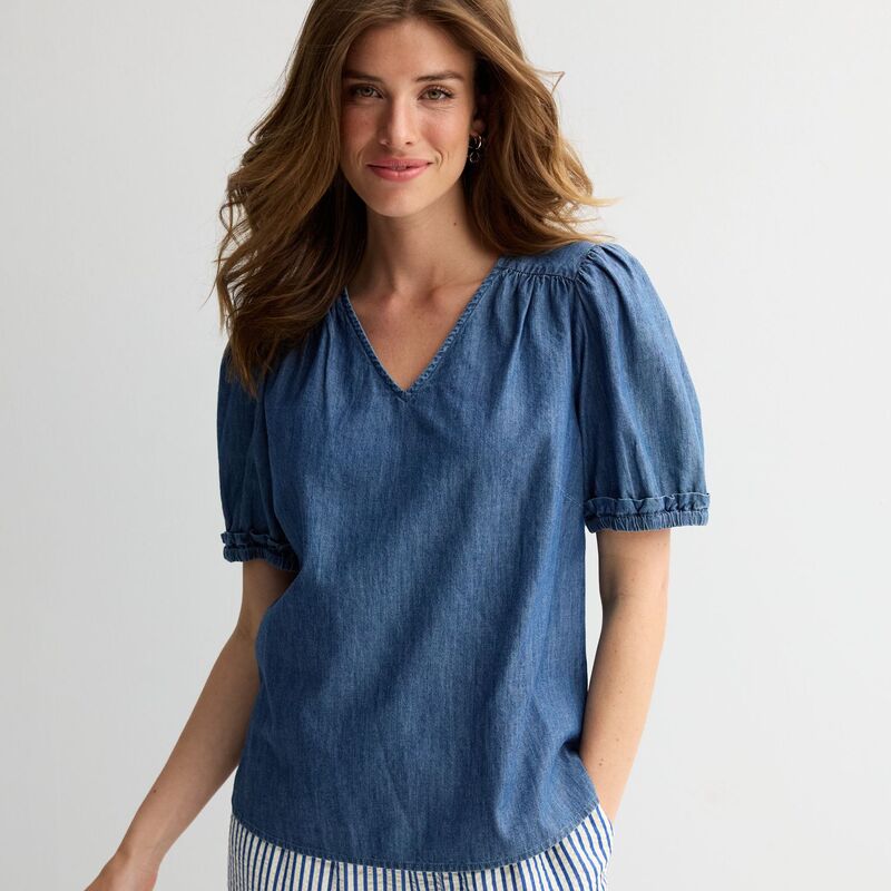 ̵ ɥ쥤ѡॹ ǥ  ȥåץ Women's Draper James V-Neck Puff Slee...