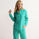 【送料無料】 ソノマ レディース シャツ トップス Women's Sonoma Goods For Life Boyfriend Button-Down Shirt Aqua Oasis
