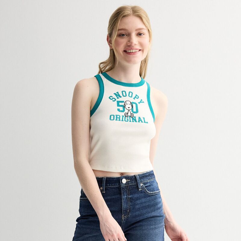 ReVida ŷԾŹ㤨̵֡ 饤 饯 ǥ T ȥåץ Juniors' Peanuts Snoopy Original 50 High Neck Graphic Tank Top Cream TealפβǤʤ3,980ߤˤʤޤ