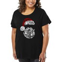 【送料無料】 エルエーポップアート レディース Tシャツ トップス Santa Pics - Women's Plus Size Word Art T-Shirt Black