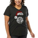 【送料無料】 エルエーポップアート レディース Tシャツ トップス Santa Pics - Women's Plus Size Word Art V-Neck Grey
