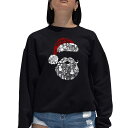 【送料無料】 エルエーポップアート レディース Tシャツ トップス Santa Pics - Women's Word Art Crewneck Sweatshirt Black