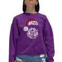 【送料無料】 エルエーポップアート レディース Tシャツ トップス Santa Pics - Women's Word Art Crewneck Sweatshirt Purple