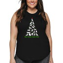 【送料無料】 エルエーポップアート レディース Tシャツ トップス Here Comes Santa Paws - Women's Plus Size Word Art Tank Top Black