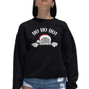【送料無料】 エルエーポップアート レディース Tシャツ トップス Peeking Santa - Women's Word Art Crewneck Sweatshirt Black