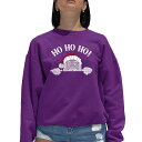 【送料無料】 エルエーポップアート レディース Tシャツ トップス Peeking Santa - Women's Word Art Crewneck Sweatshirt Purple