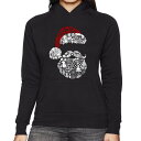 【送料無料】 エルエーポップアート レディース Tシャツ トップス Santa Pics - Women's Word Art Hooded Sweatshirt Black