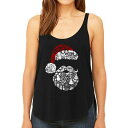 【送料無料】 エルエーポップアート レディース Tシャツ トップス Santa Pics - Women's Premium Word Art Flowy Tank Top Black