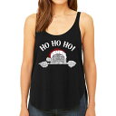 【送料無料】 エルエーポップアート レディース Tシャツ トップス Peeking Santa - Women's Premium Word Art Flowy Tank Top Black