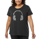 【送料無料】 エルエーポップアート レディース Tシャツ トップス Women's Plus Size Word Art T-shirt - Music Note Headphones Grey