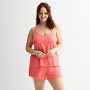 【送料無料】 ソノマ レディース ナイトウェア アンダーウェア Women's Plus Size Sonoma Goods For Life 2-pc. Pajama Tank & Pajama Shorts Set Shell Pink