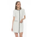 【送料無料】 アレクシアアドマー レディース ワンピース トップス Women's ALEXIA ADMOR Contrast Crewneck Shift Dress with Pockets Ivory
