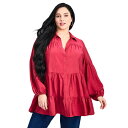 【送料無料】 アベニュー レディース Tシャツ トップス Avenue Women's Plus Size Amari Tiered Tunic Shirt Cranberry