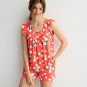 【送料無料】 ドレイパージェームス レディース ナイトウェア アンダーウェア Women's Draper James 2-pc. Pajama Tank Top & Pajama Shorts Set Coral Magnolia Buds