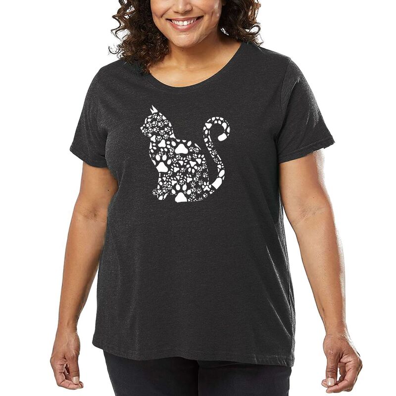 【送料無料】 エルエーポップアート レディース Tシャツ トップス Cat Claws - Women's Plus Size Word Art T-Shirt Grey