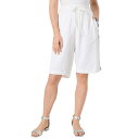 【送料無料】 ロアマンズ レディース ハーフパンツ・ショーツ ボトムス Roaman's Women's Plus Size Cotton Bermuda Shorts White Geo Embroidery