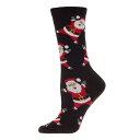【送料無料】 メモイ レディース 靴下 アンダーウェア All Over Santa Holiday Crew Socks Black