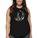 【送料無料】 エルエーポップアート レディース Tシャツ トップス Cat Sitting On Moon - Women's Plus Size Word Art Tank Top Black