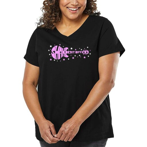 【送料無料】 エルエーポップアート レディース Tシャツ トップス Shake it Off - Women's Plus Size Word Art V-Neck Black 【送料無料】 エルエーポップアート レディース Tシャツ トップス Shake it Off - Women's Plus Size Word Art V-Neck Black
