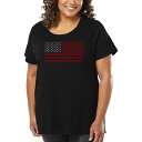 【送料無料】 エルエーポップアート レディース Tシャツ トップス Women's Plus Size Word Art T-shirt - US Flag Black(4)
