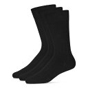 【送料無料】 メモイ メンズ 靴下 アンダーウェア Ribbed Extra Wear Cotton Blend Men's Socks 3-Pack Blac...