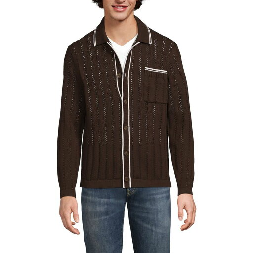 【送料無料】 ランズエンド メンズ Tシャツ トップス Men's Lands' End Long Sleeve Button Through Summer Polo Cardigan Rich Coffee 【送料無料】 ランズエンド メンズ Tシャツ トップス Men's Lands' End Long Sleeve Button Through Summer Polo Cardigan Rich Coffee